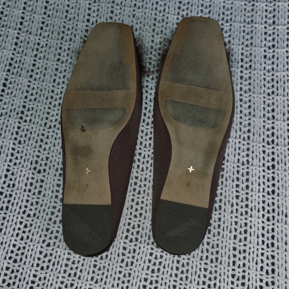 TUCKERNUCK Chocolate Satin Nilli Flats with Pom Pom Size 7 - Picture 8 of 11